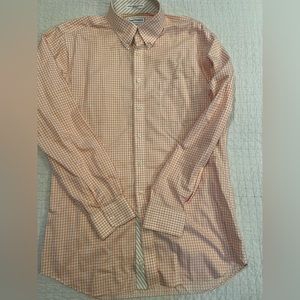 Men’s orange checkered dress shirt
